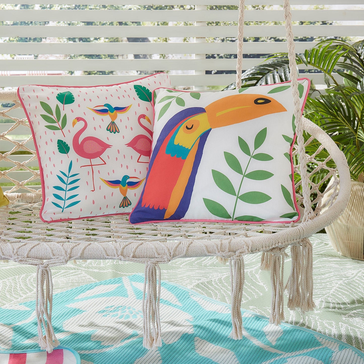 Tropical Flamingo Outdoor Cushion in Pink