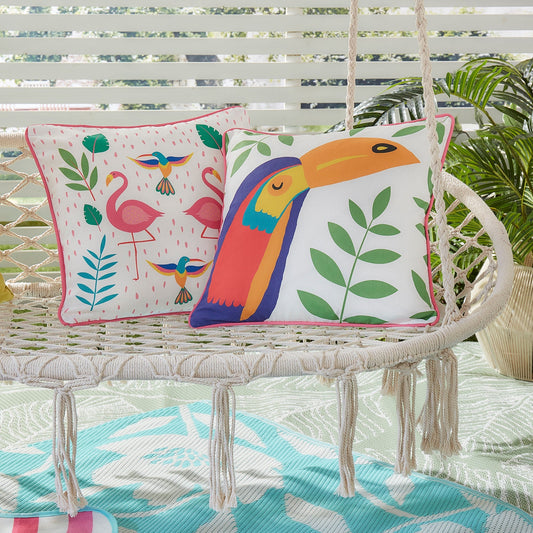 Tropical Flamingo Outdoor Cushion in Pink