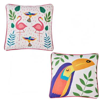 Tropical Flamingo Outdoor Cushion in Pink