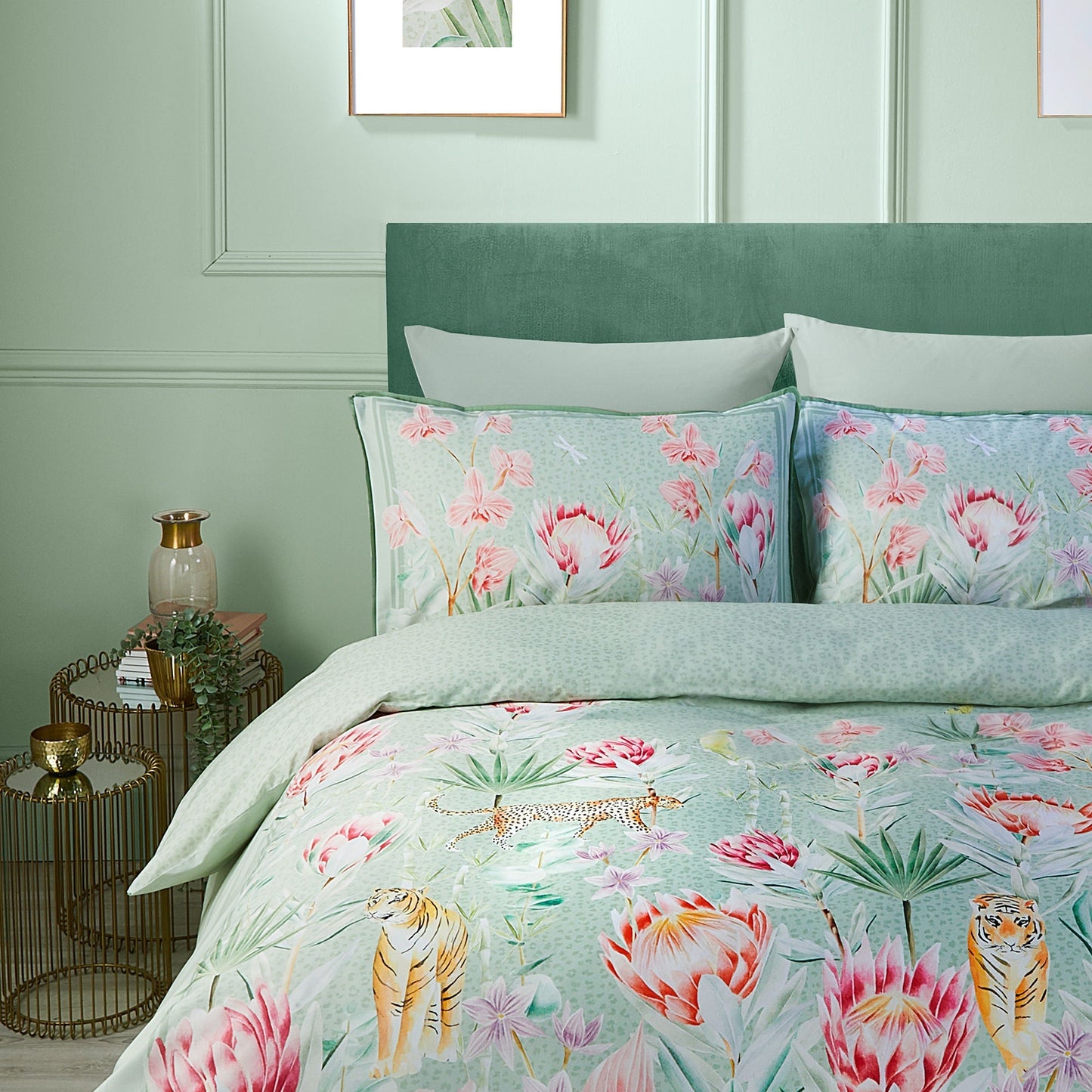 Tropical Leopard Duvet Cover Set in Green