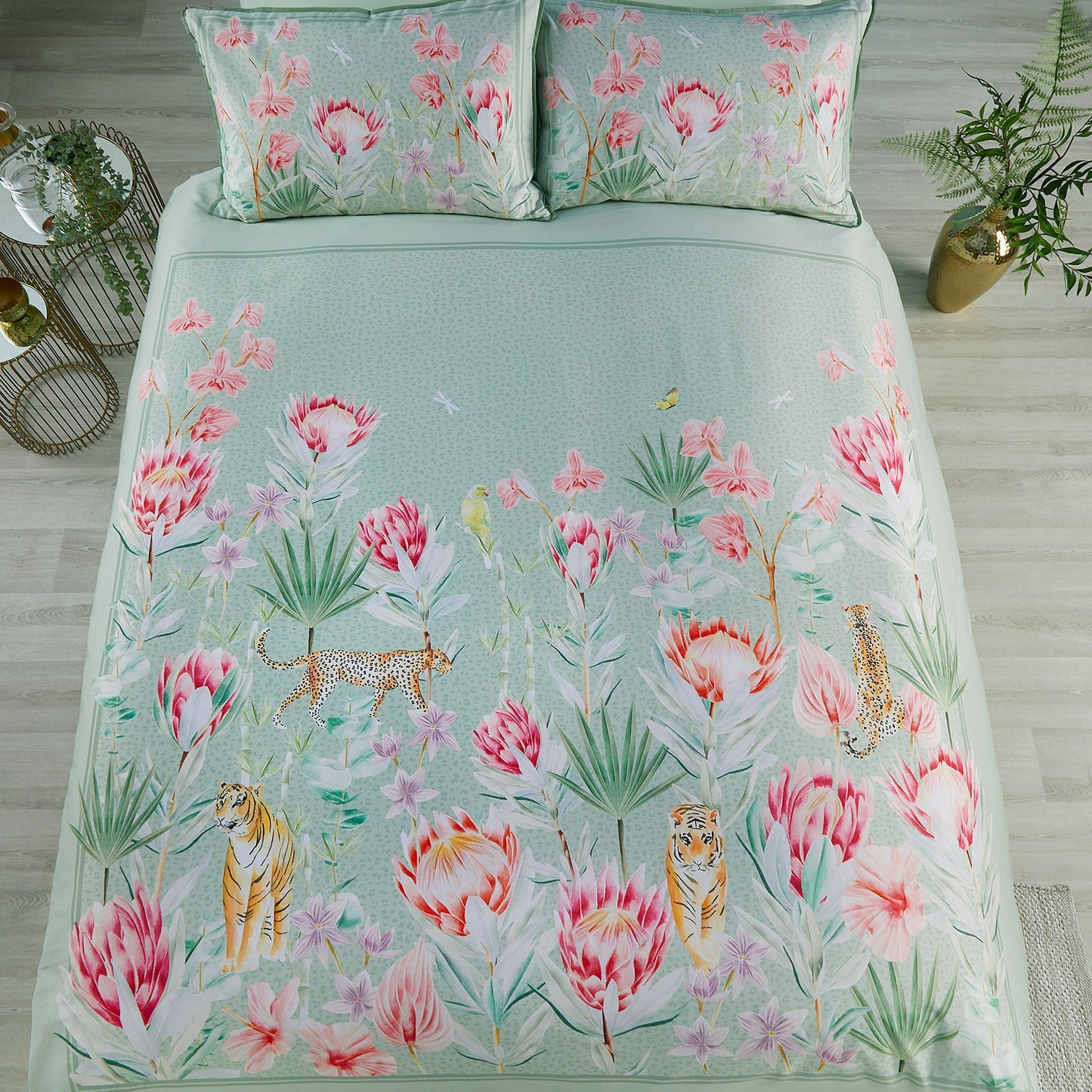 Tropical Leopard Duvet Cover Set in Green