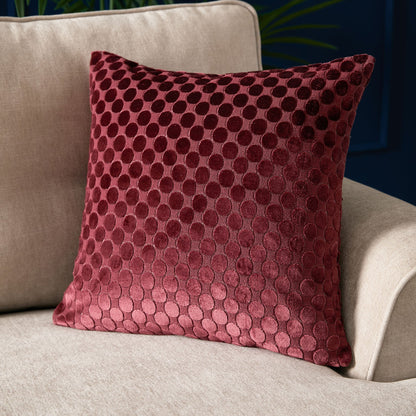 Velvet Spot Cushion in Burgundy