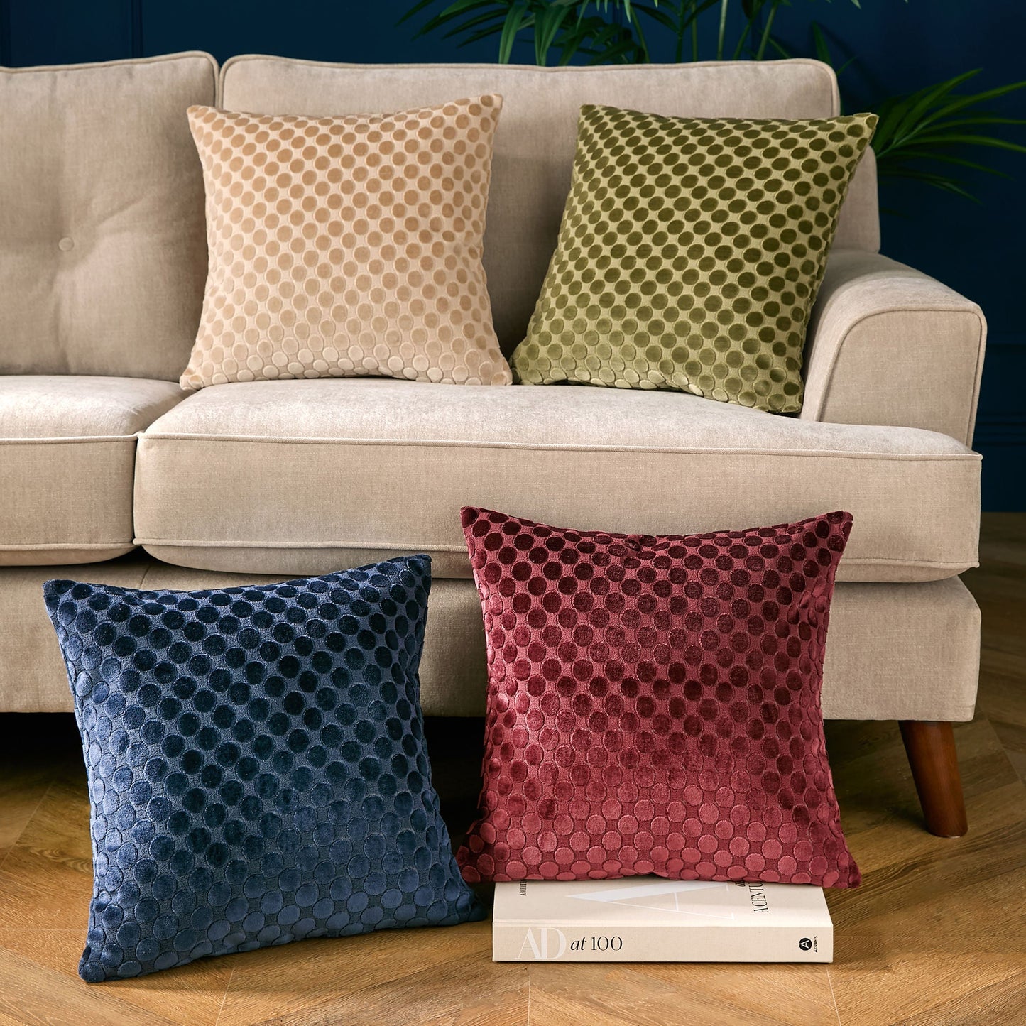 Velvet Spot Cushion in Burgundy