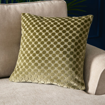 Velvet Spot Cushion in Green
