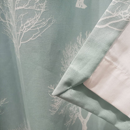 Woodland Trees Eyelet Curtains in Duck Egg