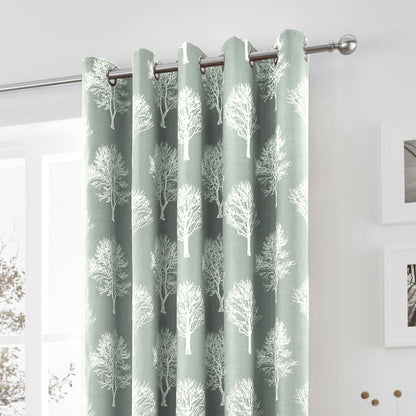 Woodland Trees Eyelet Curtains in Duck Egg