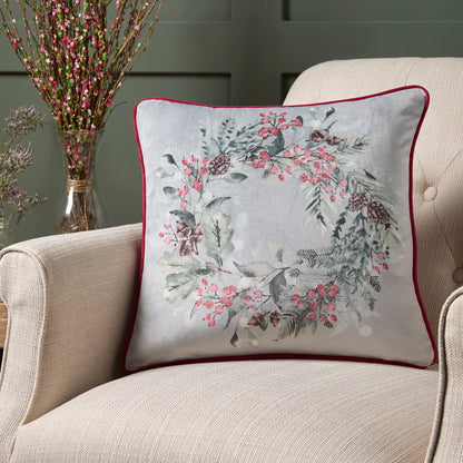 Winter Sprigs Cushion in Green