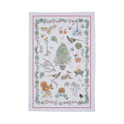 Winter Garden Christmas Cotton Tea Towel