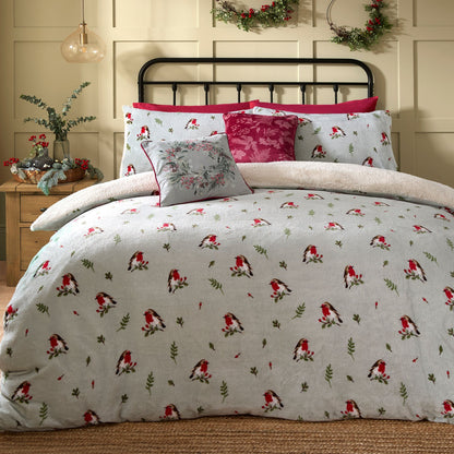 Winter Robin Duvet Cover Set in Duck Egg