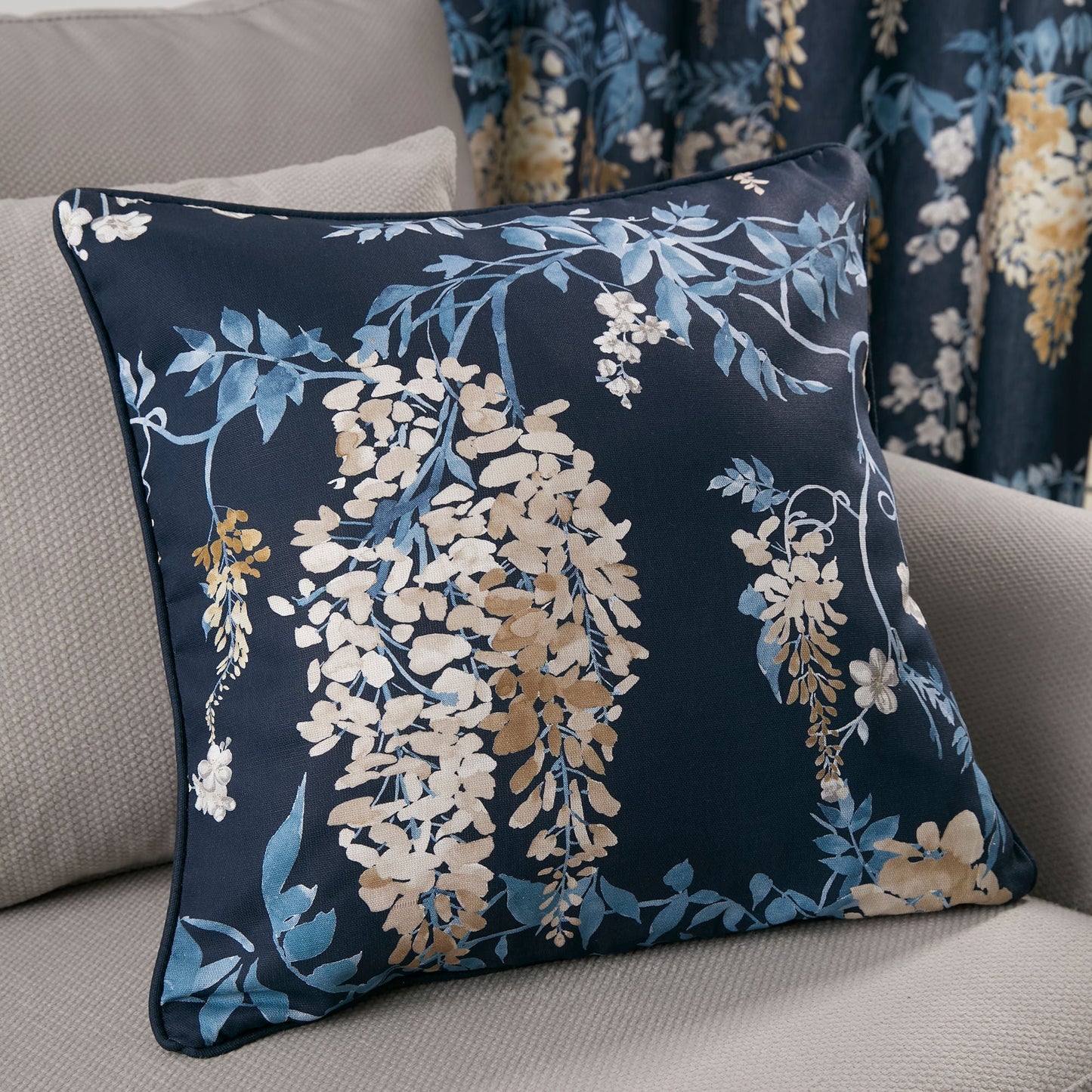 Wisteria Cushion in Navy