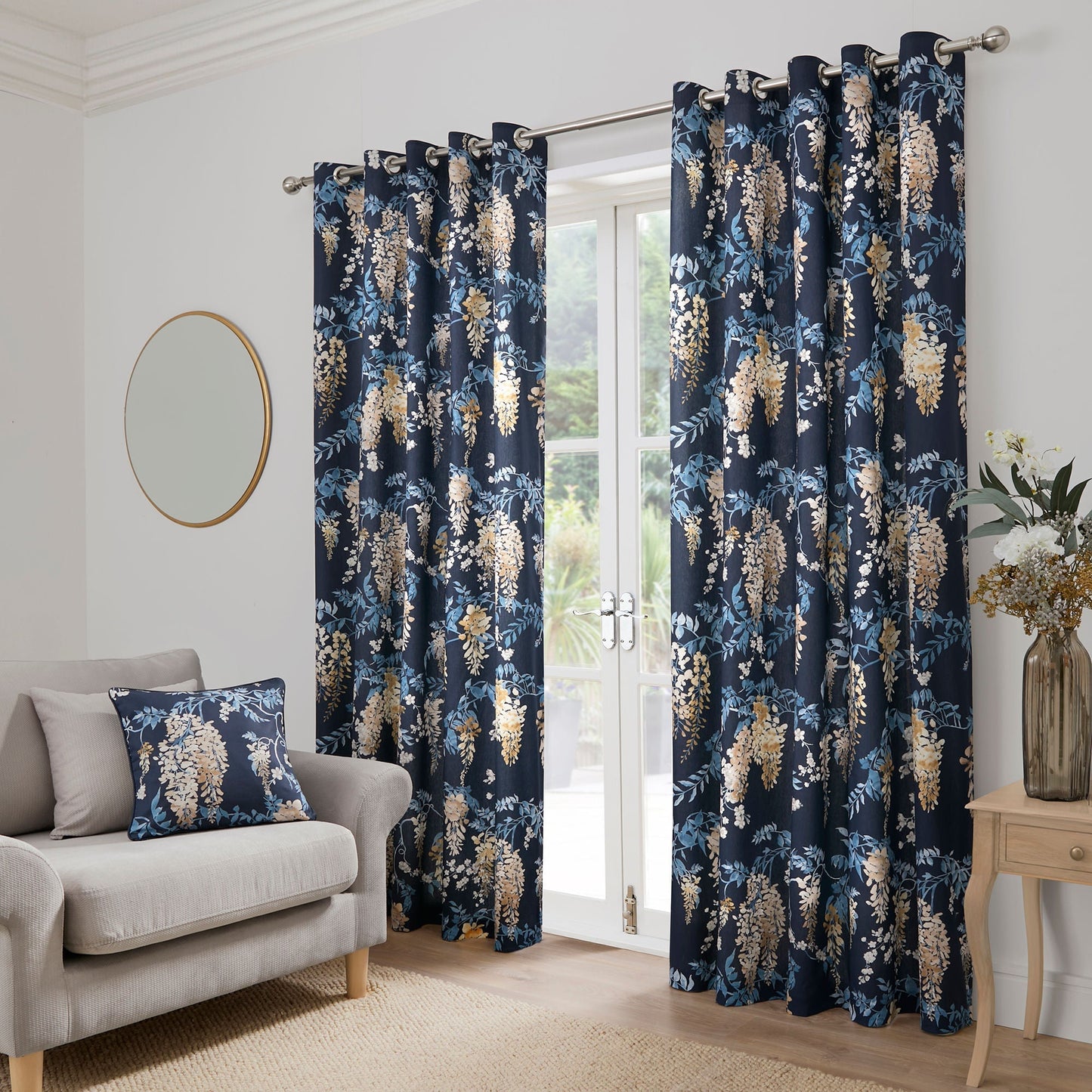 Wisteria Cushion in Navy