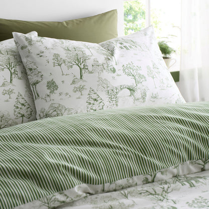Woodland Toile Duvet Cover Set in Green