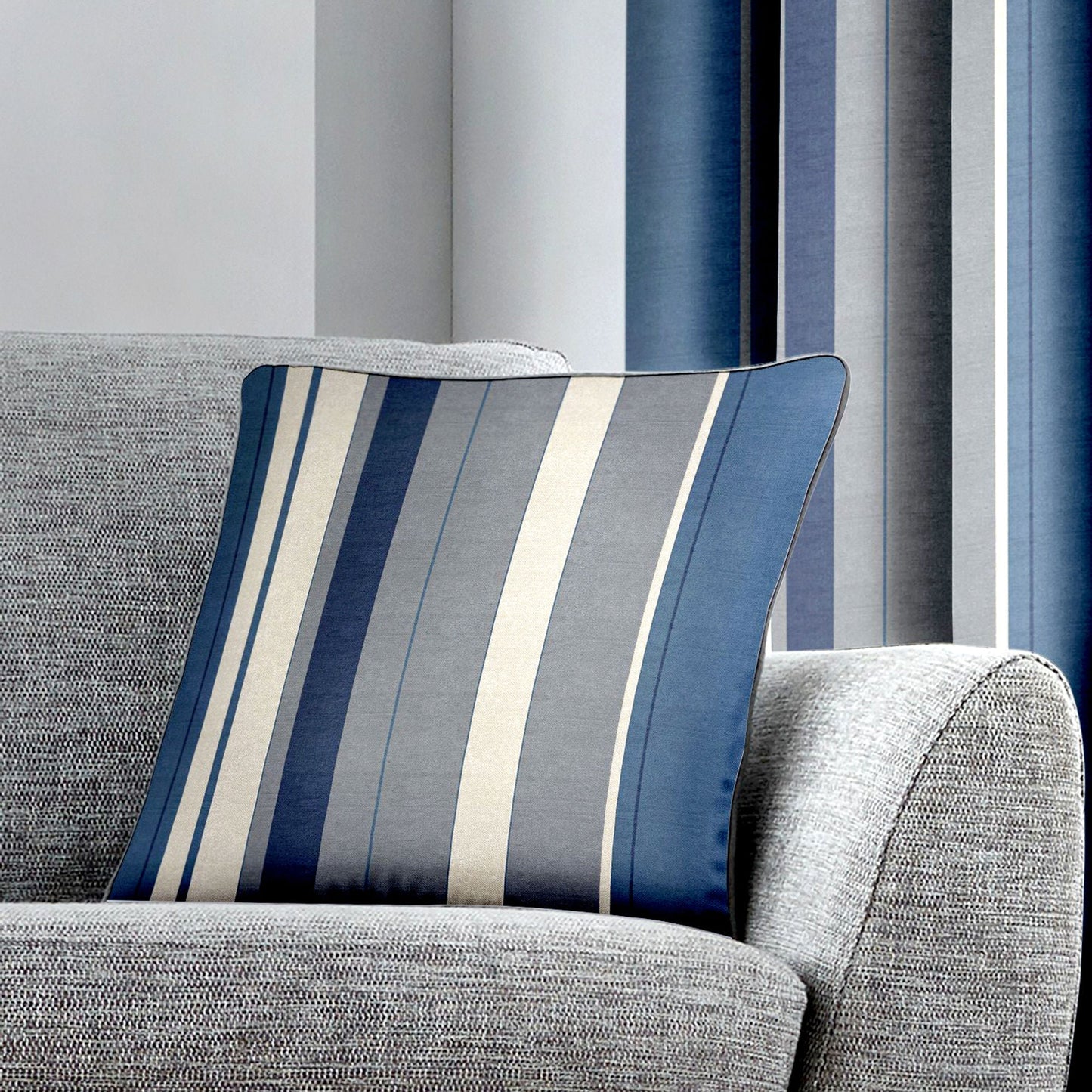 Whitworth Stripe Cushion in Blue
