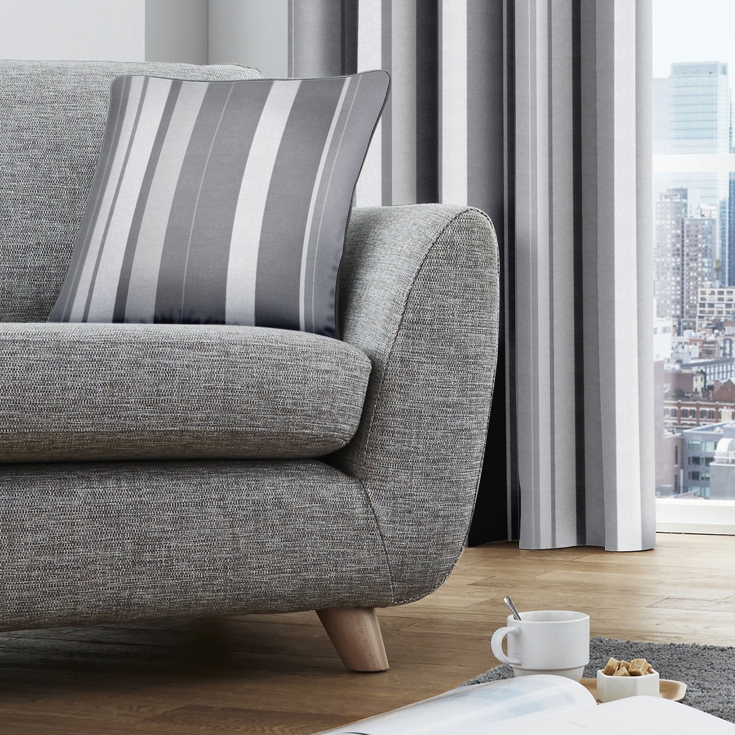 Whitworth Stripe Cushion in Grey