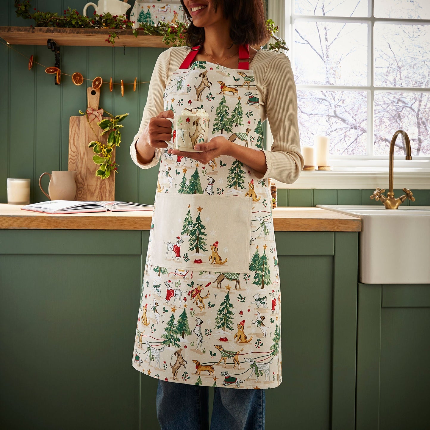 Winter Walkies Cotton Apron