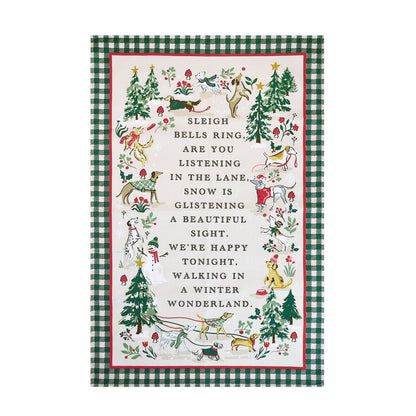 Winter Walkies Cotton Tea Towel
