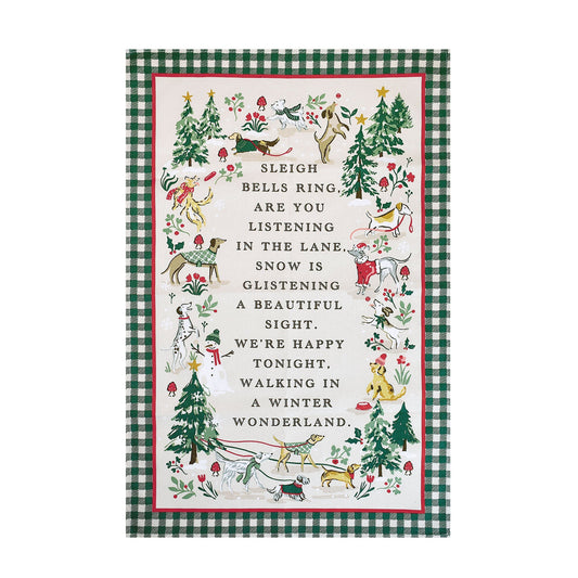 Winter Walkies Cotton Tea Towel