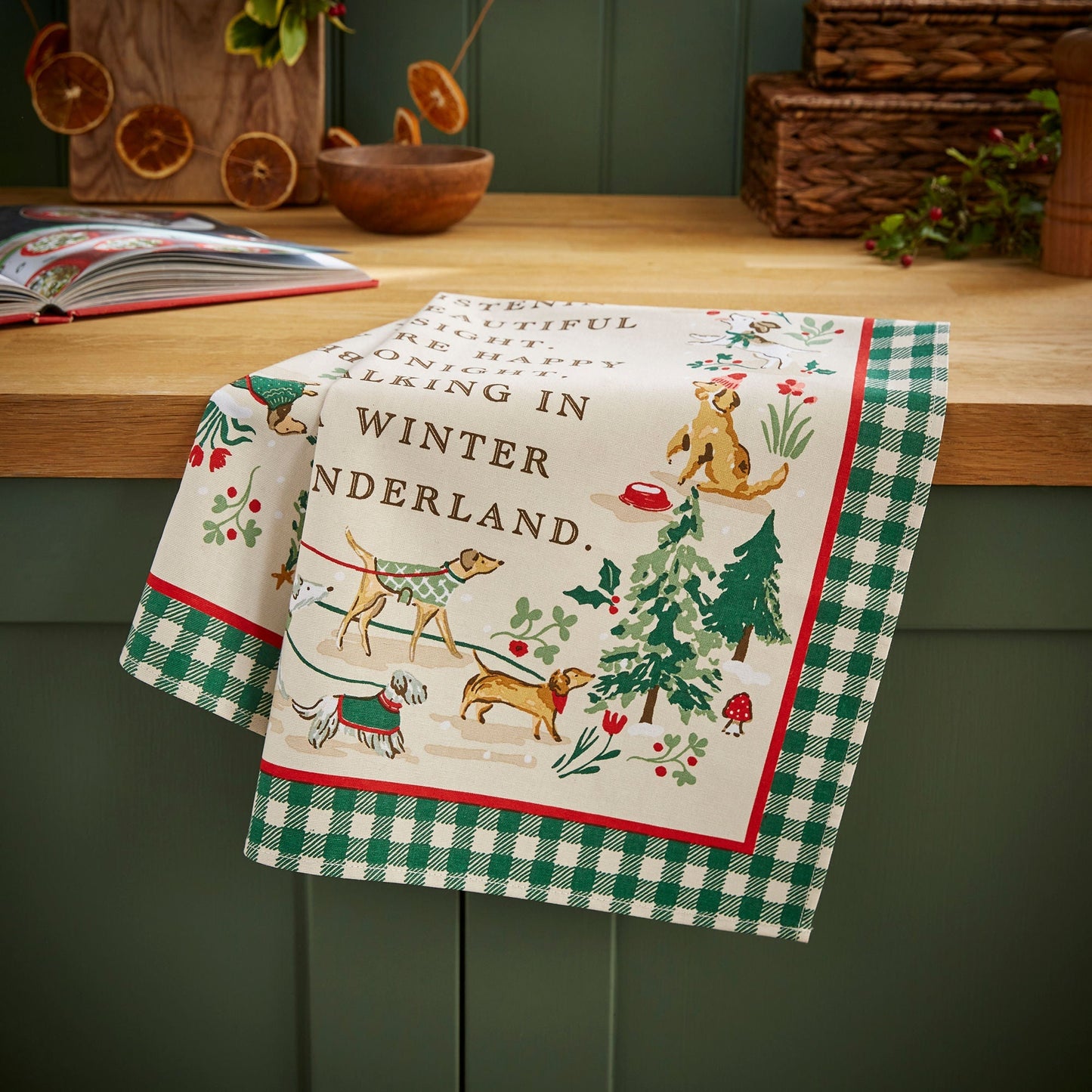 Winter Walkies Cotton Tea Towel
