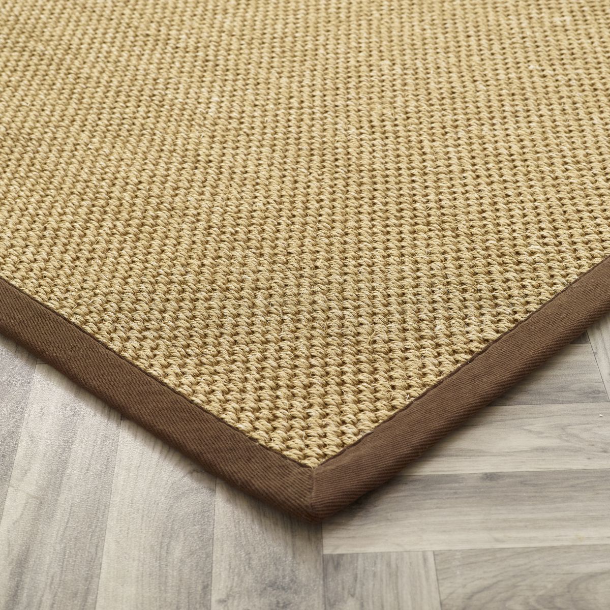 Origins Sisal Rug Warm Natural with Dark Brown Border