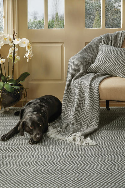 Hug Rug Woven Herringbone Rug Warm Grey