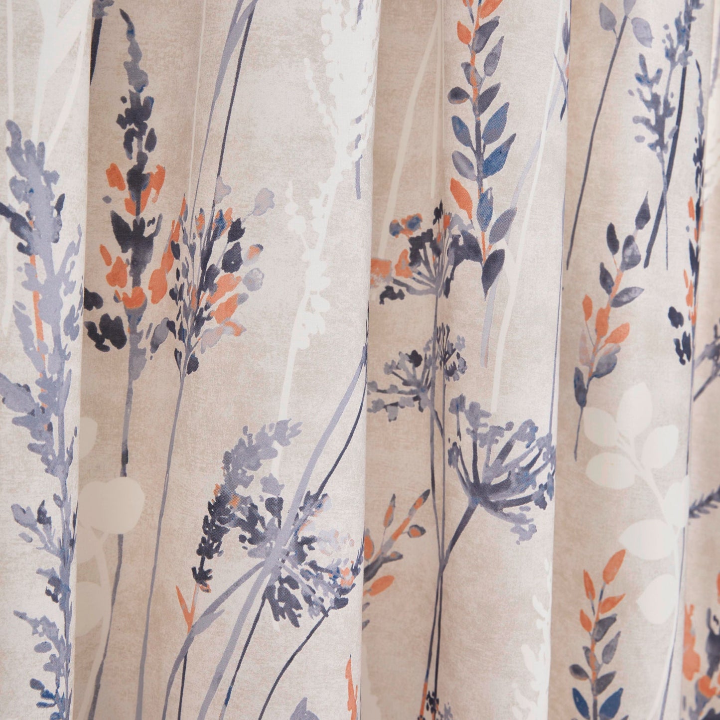 Wild Stems Pencil Pleat Curtains in Blue