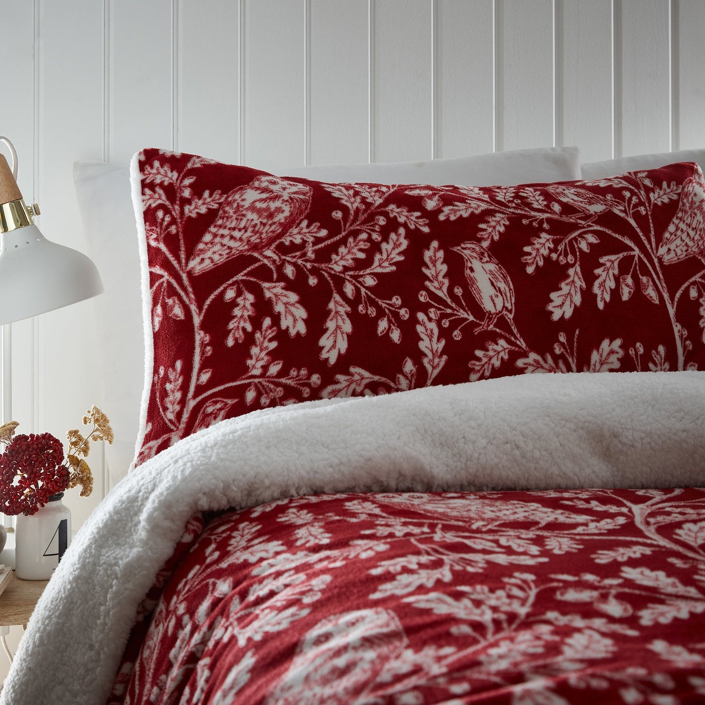 Woodland Owls Duvet Cover Set in Red