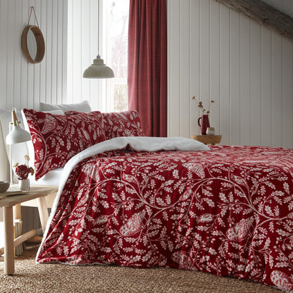 Woodland Owls Duvet Cover Set in Red