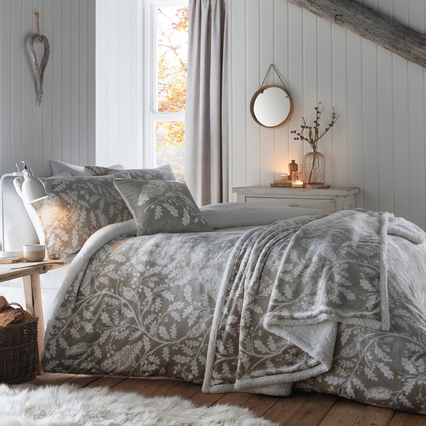 Woodland Owls Duvet Cover Set in Sage