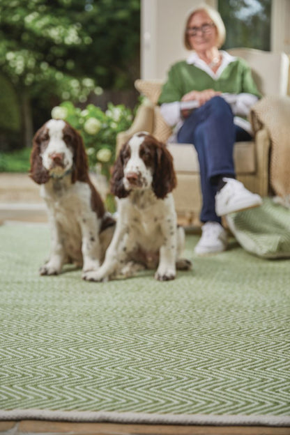 Hug Rug Woven Herringbone Rug Green