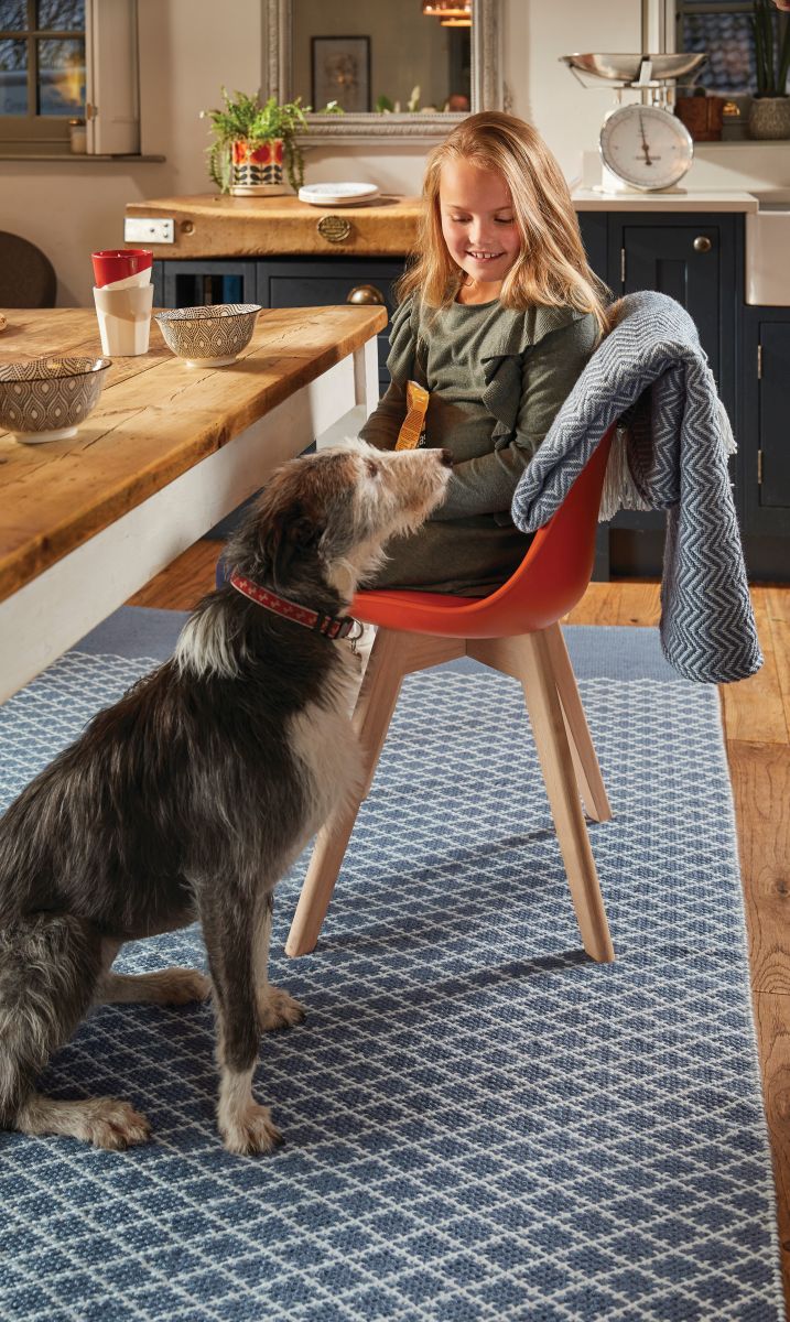 Hug Rug Woven Diamond Rug Denim Blue