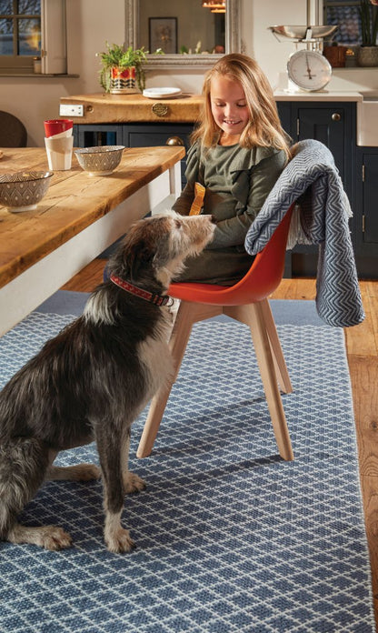 Hug Rug Woven Diamond Rug Denim Blue