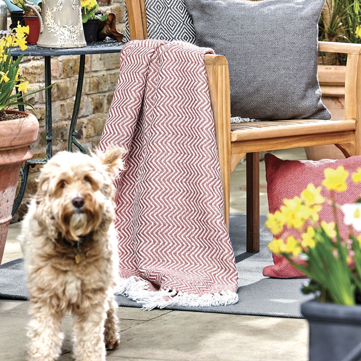 Hug Rug Woven Herringbone Throw Coral Pink