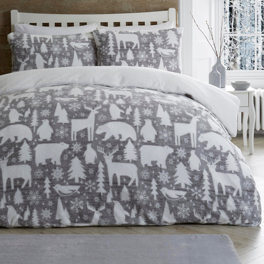 Arctic Animals Duvet Cover Set in Grey