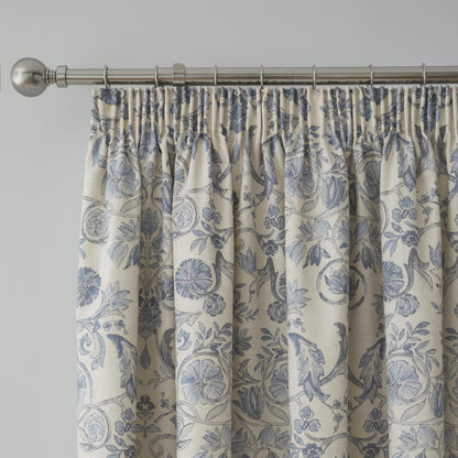 Averie Pencil Pleat Curtains in Blue