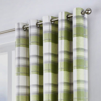 Balmoral Check Eyelet Curtains in Green