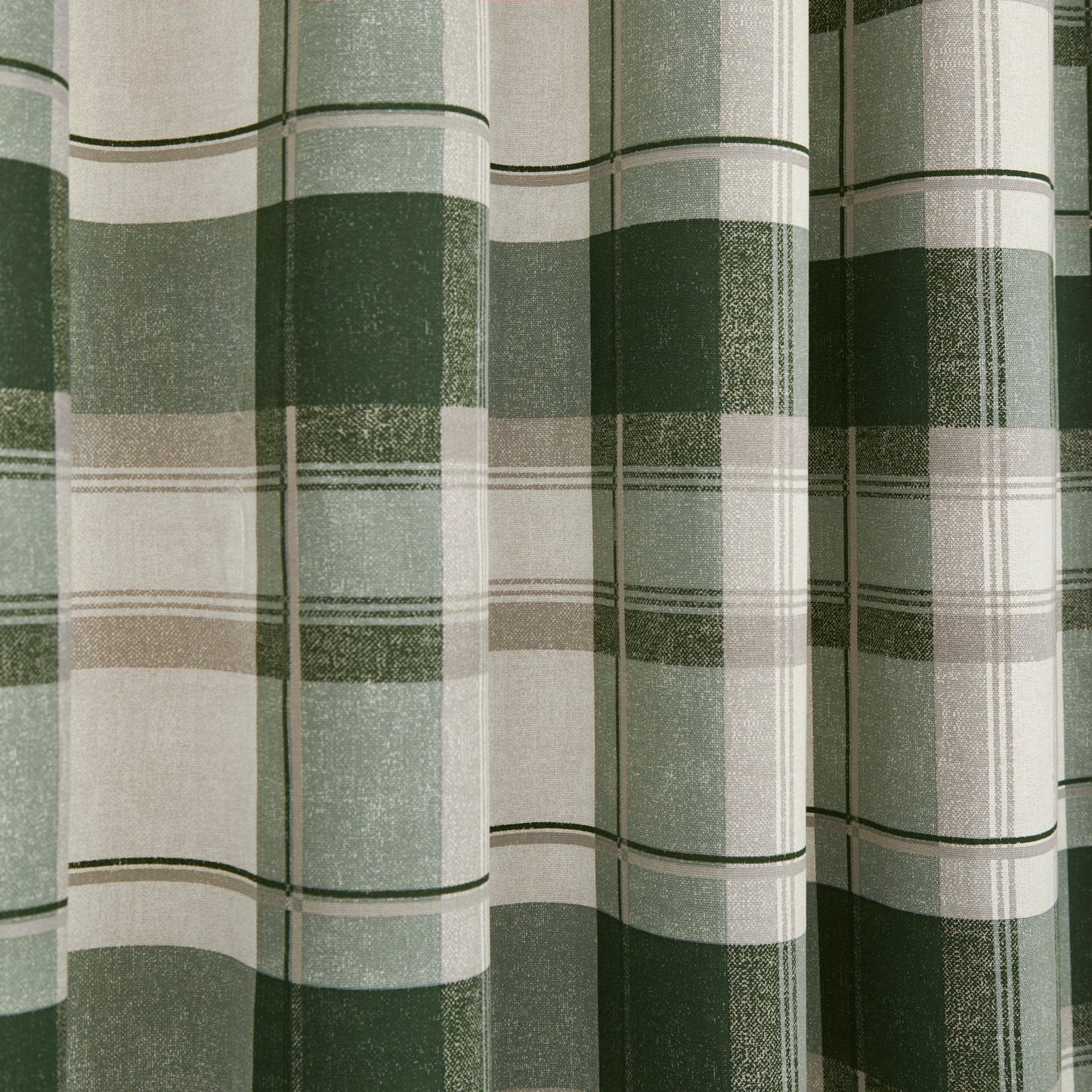 Balmoral Check Eyelet Curtains in Bottle Green