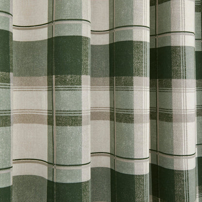 Balmoral Check Eyelet Curtains in Bottle Green