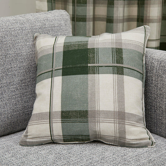 Balmoral Check Cushion in Bottle Green
