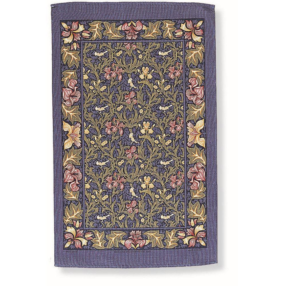 Birds & Iris Blue Cotton Tea Towel