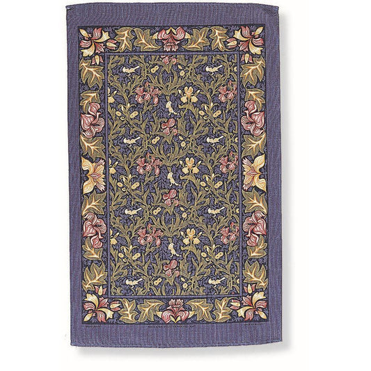 Birds & Iris Blue Cotton Tea Towel
