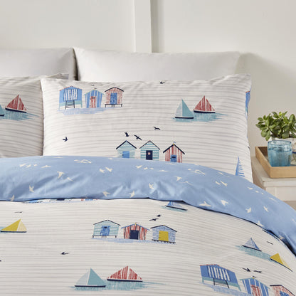 Beach Huts Duvet Cover Set in Blue