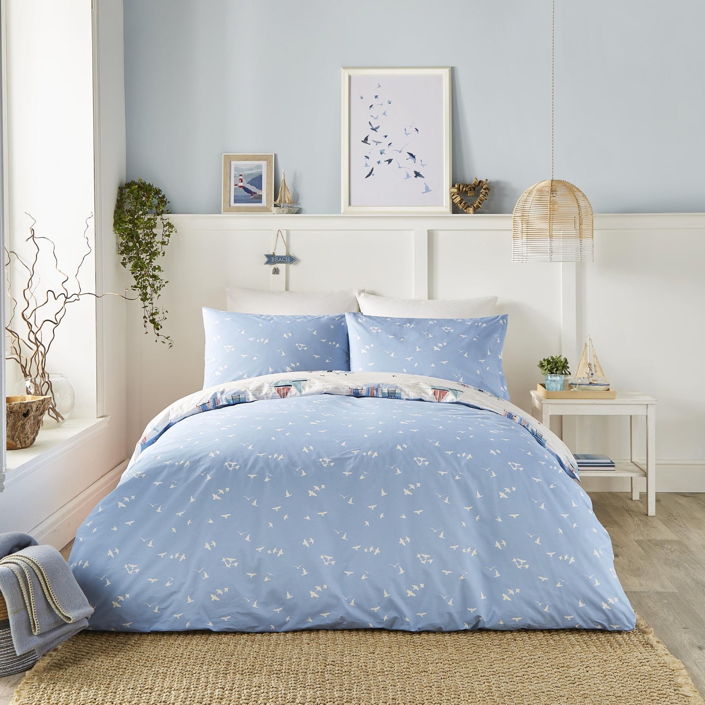 Beach Huts Duvet Cover Set in Blue