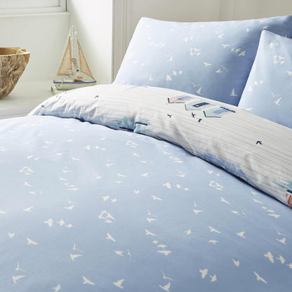Beach Huts Duvet Cover Set in Blue