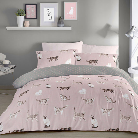 Cats Duvet Cover Set in Blush