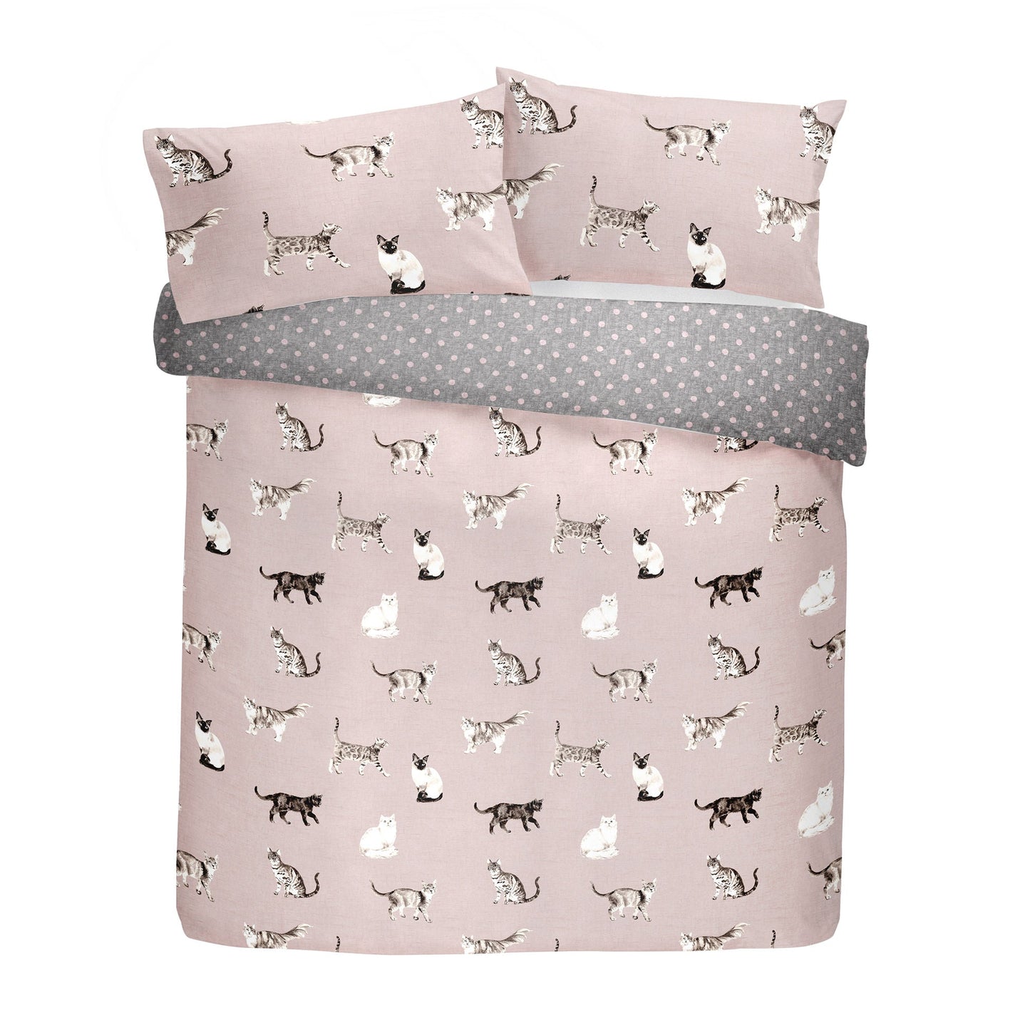 Cats Duvet Cover Set in Blush