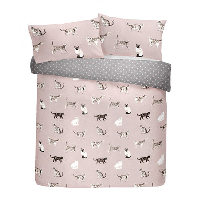 Cats Duvet Cover Set in Blush