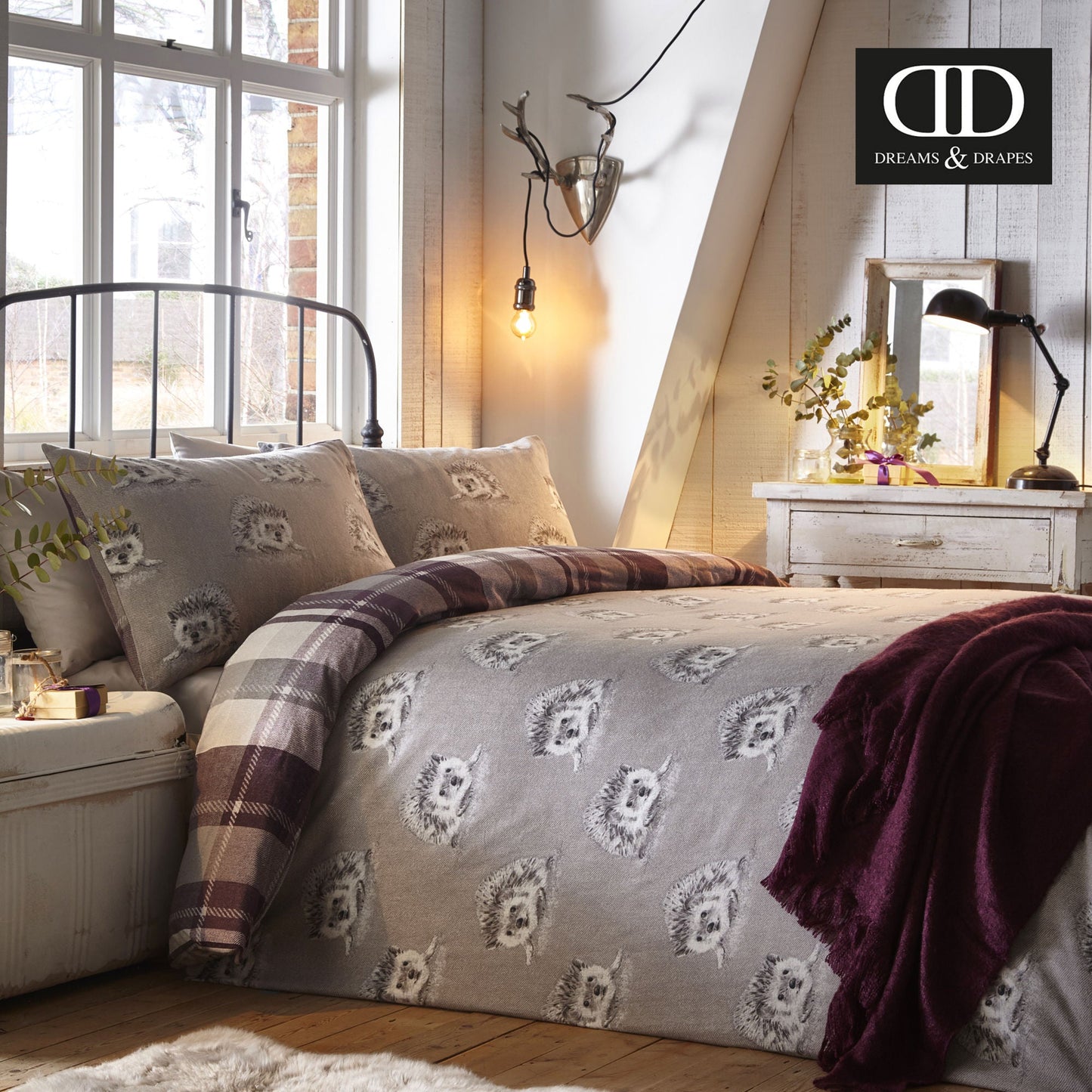 Colville Check Duvet Cover Set in Plum