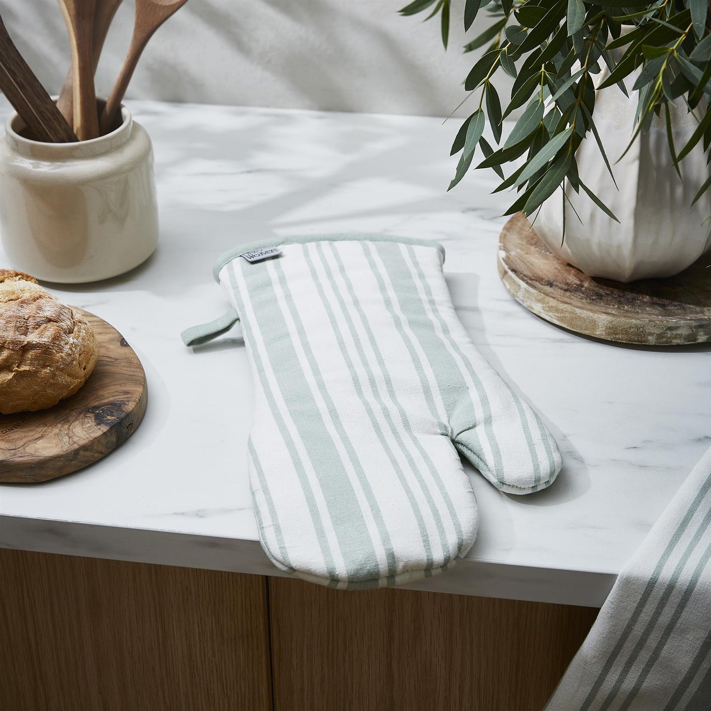Sage Stripe Gauntlet Oven Glove