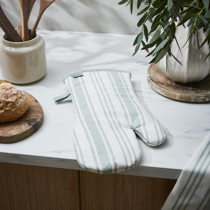 Sage Stripe Gauntlet Oven Glove