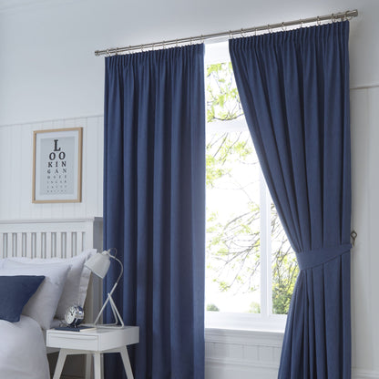 Dijon Pencil Pleat Curtains in Navy